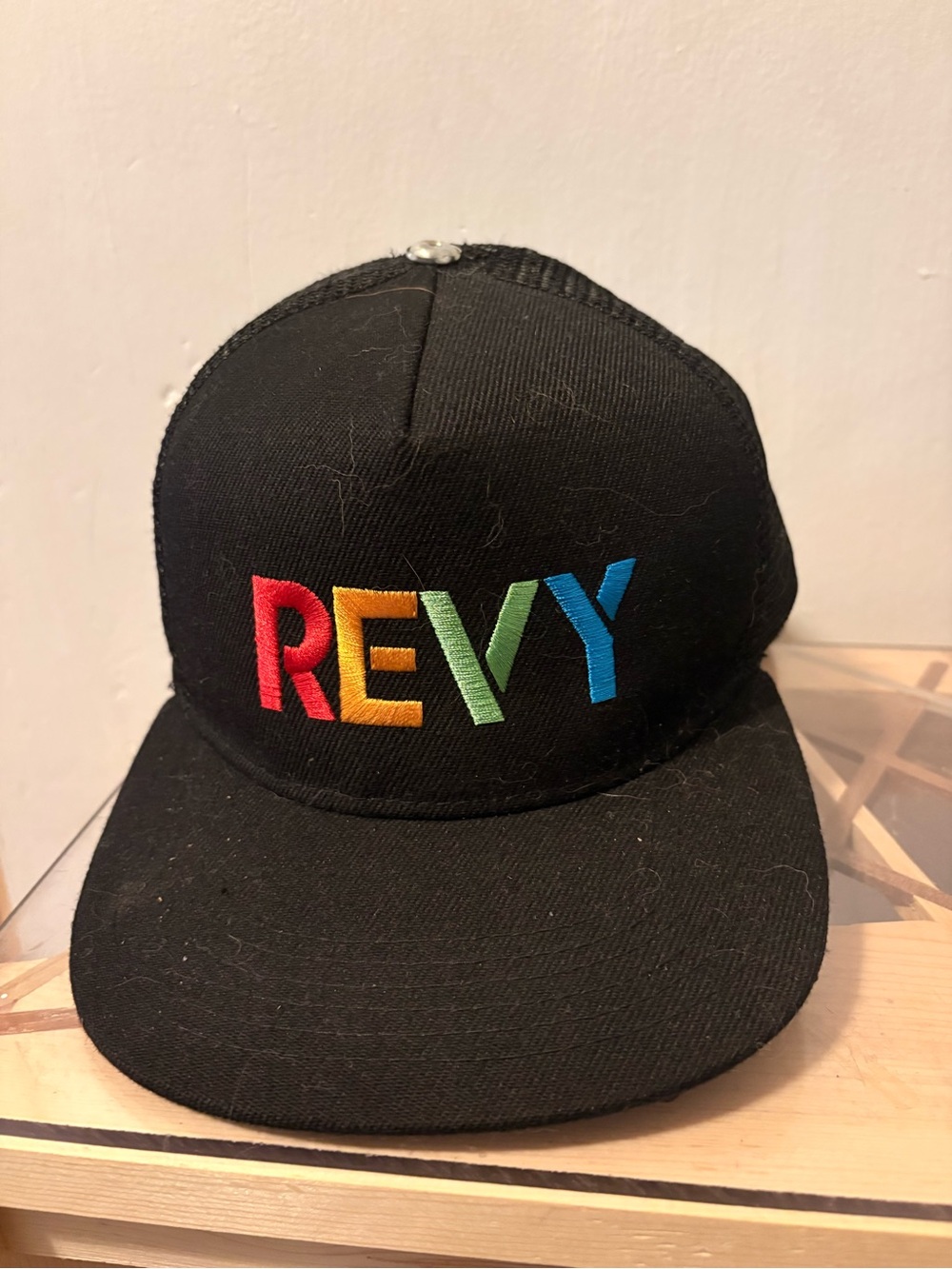 Revelstoke REVY Rainbow Embroidered Trucker Hat - Black Snapback kids